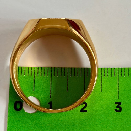 Black Enamel Octagon Signet Ring New, 316L Stainless Steel, US Size 12