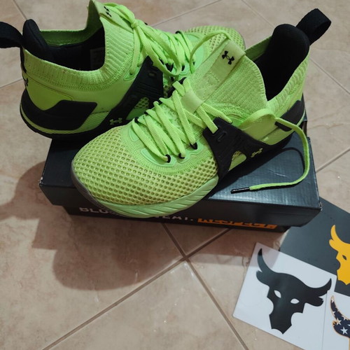Under Armour Project Rock 4 women's athletic shoes, size 39, green and black