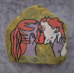 Decorative stone painted with tempera