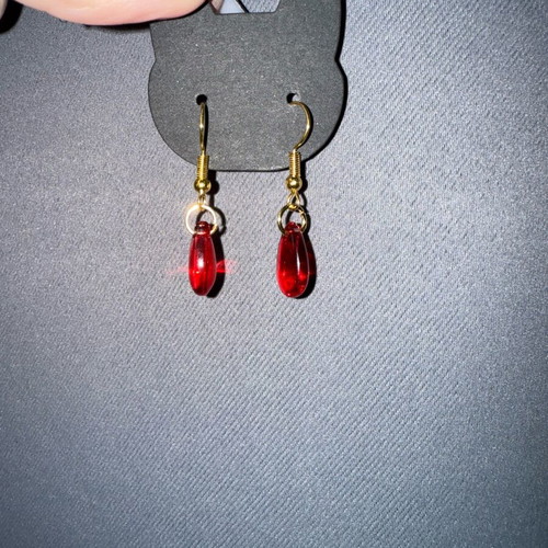 Earrings with red crystals new, handmade from stainless steel