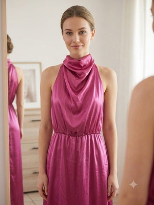 Satin dress, lightweight fabric, length 138cm, chest 35-45cm, elastic waist