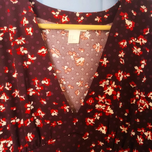 Maxi floral dress H&M like new, burgundy with retro pattern