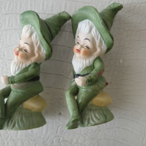 Porcelain figurines of dwarves used, set of two