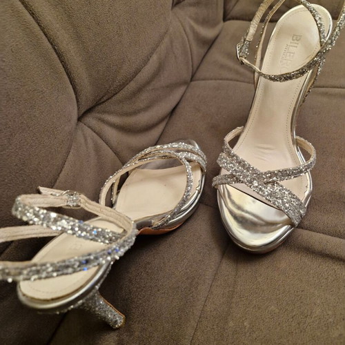 Bilero Shoes new silver glitter Greek made size 38