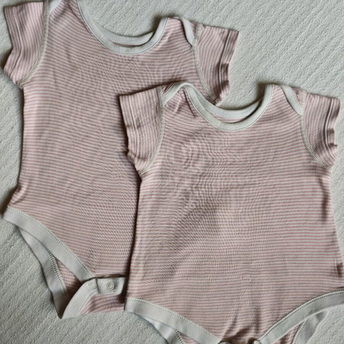 Short-sleeve bodysuits used, pack of 2, pink striped cotton