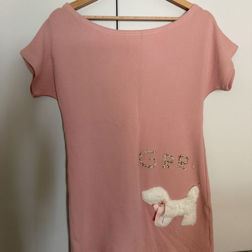 Blouse dress used, one size, white and pink