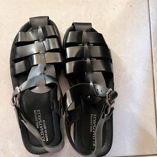 Klimatsakis leather sandals size 44 new, black