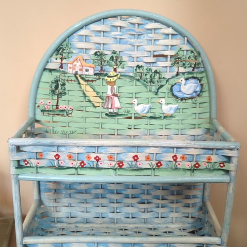Vintage woven two-level shelf handmade like new