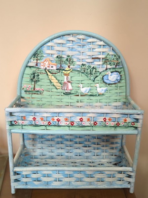 Vintage woven two-level shelf handmade like new