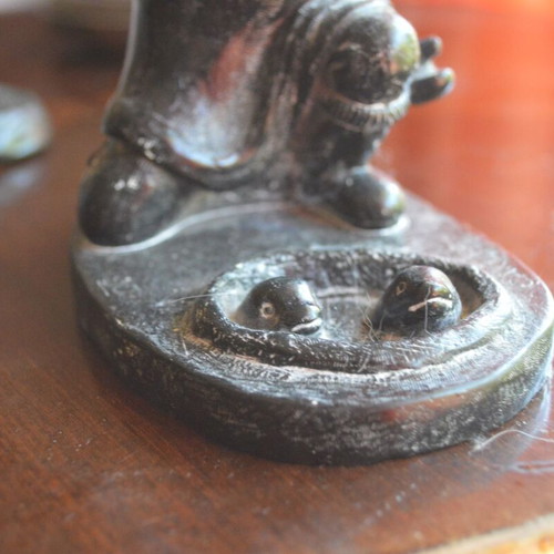 Three Inuit figurines used, indigenous Eskimo creations from Canada