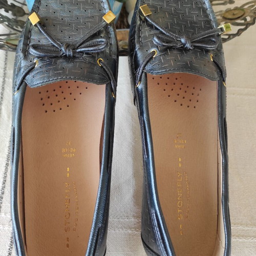 Capri III leather women's moccasins navy blue new