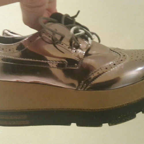 Women's platform shoes oxford style silver new size 39