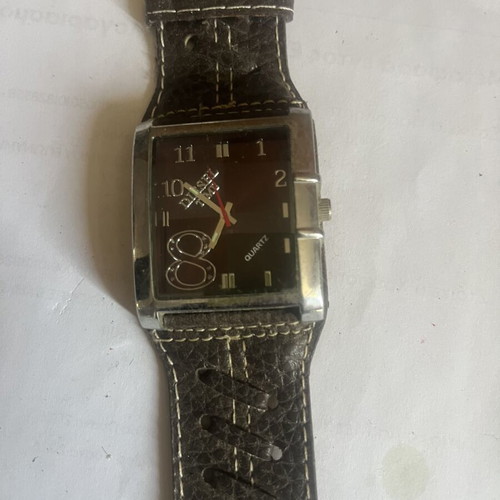 Diesel Time Quartz men's watch vintage square style, used, brown strap