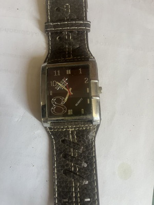 Diesel Time Quartz men's watch vintage square style, used, brown strap