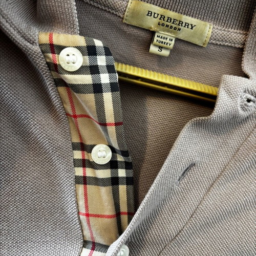 Burberry men's pique polo shirt new, size S, mauve