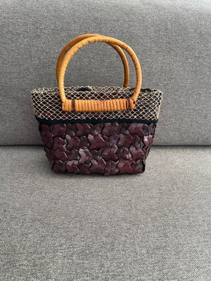 Handmade wooden handbag like new, brown/burgundy