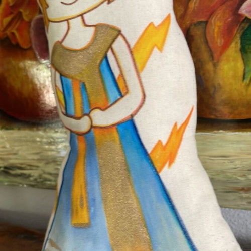 Dias handmade pillow new, painted with acrylics 28cm