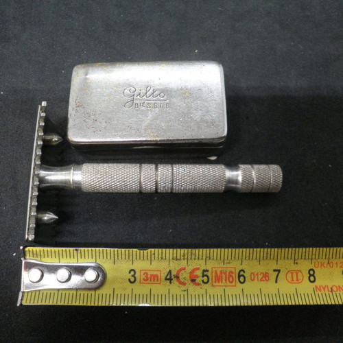 Antique shaving razor used, split with case, French origin