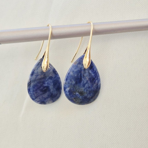 Blue Brown Earrings New With Gold Details