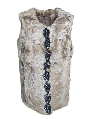 Mongolian Lamb Fur Vest new, beige, size M