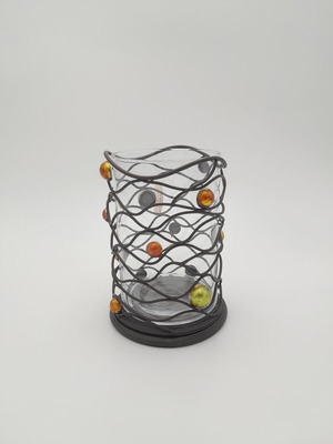 Metal Candlestick with Thick Glass Inside new