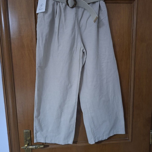 Women's linen zip culottes beige with belt one size new