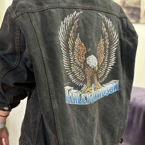 Original Harley Davidson jean jacket 1987 like new, gray, size L