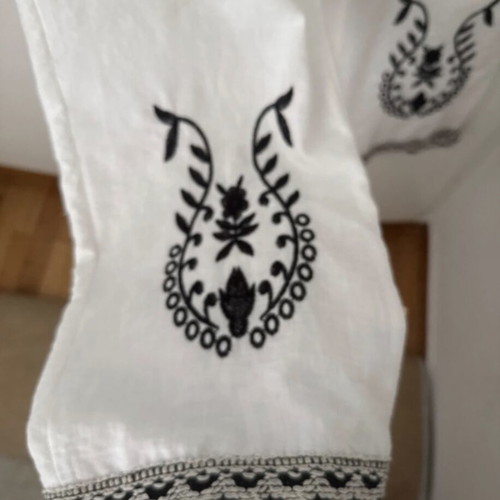 Linen-style pants with lining, Herc, white and black
