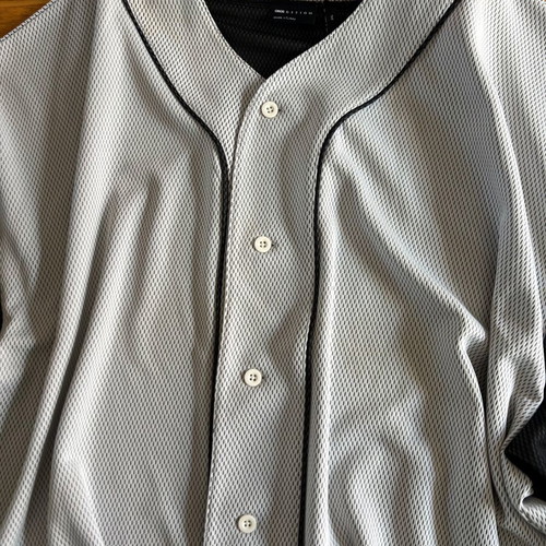 ASOS Design Baseball Jersey Shirt 2XL, grey and black mesh