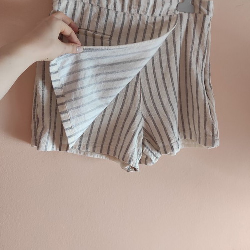Summer set with shirt and skort linen-viscose blend like new, white and gray