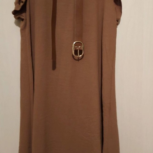Tan Dress New With Ruffles And Gift Belt