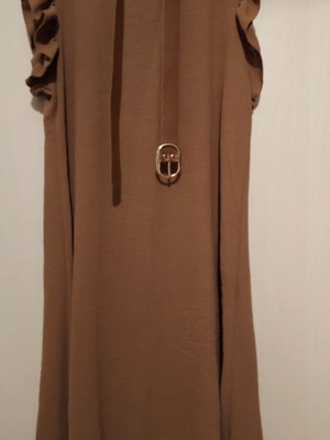 Tan Dress New With Ruffles And Gift Belt