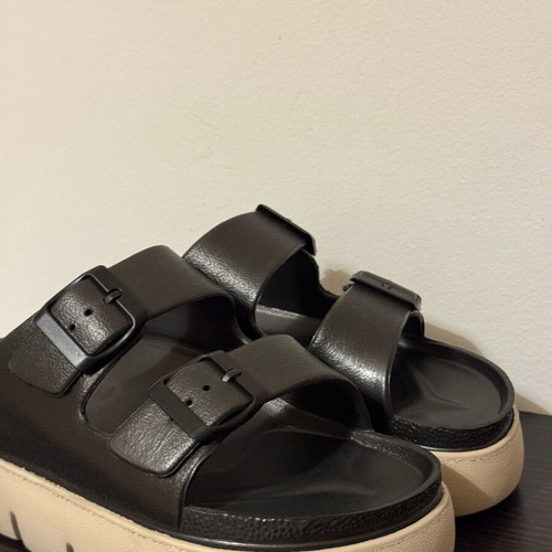 Ateneo sandals new, double strap, size 37, black and beige