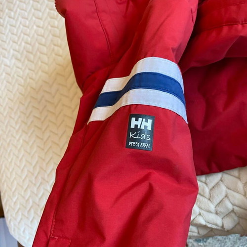 Children's winter ski jacket used for 8 years old red and blue