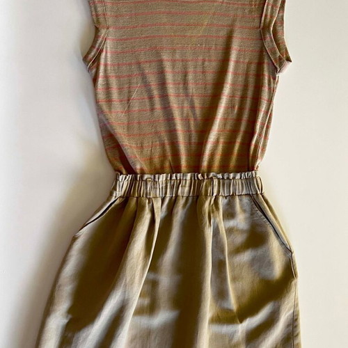 Linen dress Mango like new, beige and pink stripes, size S