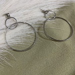 Earrings double circle shape silver color new
