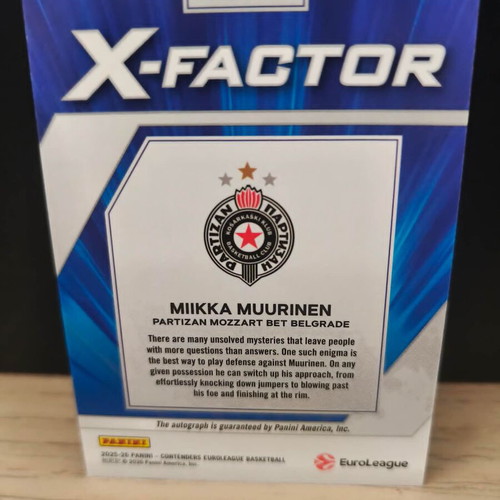2025-26 Panini Contenders EuroLeague X-Factor Auto Bronze Miikka Muurinen /25 new