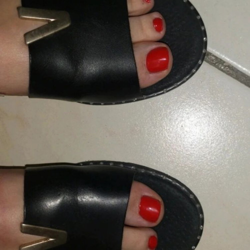 Tsakiris Mallas leather slippers size 41 like new black