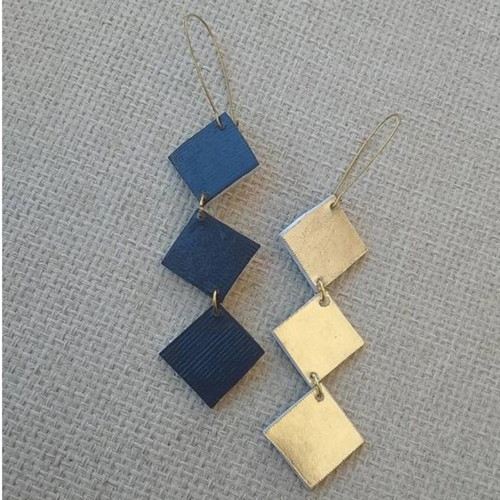 Earrings double-sided rhombus new handmade from recycled paper