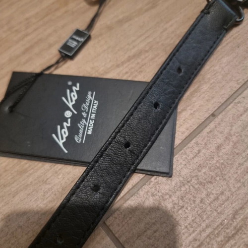 Leather belt black with metal elements and crystals 85cm KOR@KOR