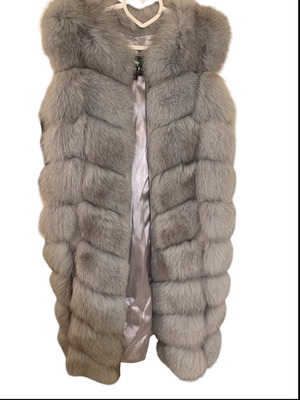 Long sleeveless vest 100% natural fur baby blue like new