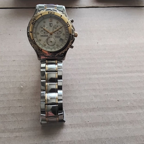 Lancaster Chronograph Watch men's new, gold and silver stainless steel