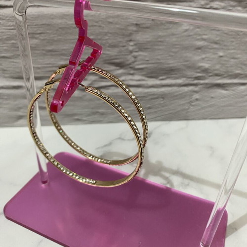 Large hoop earrings with rhinestones like new, gold tone