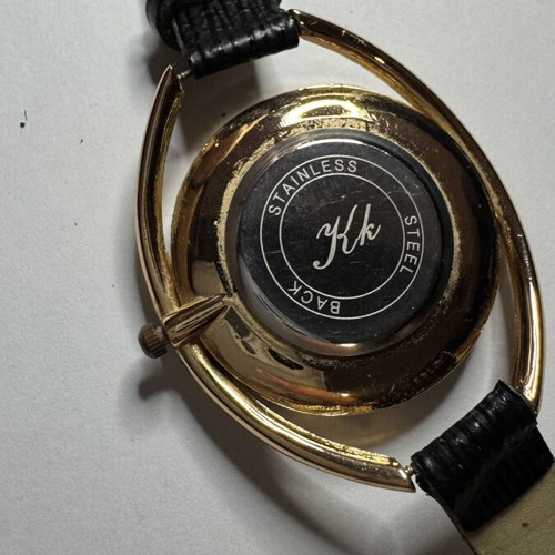Wristwatch with rhinestones, black and gold