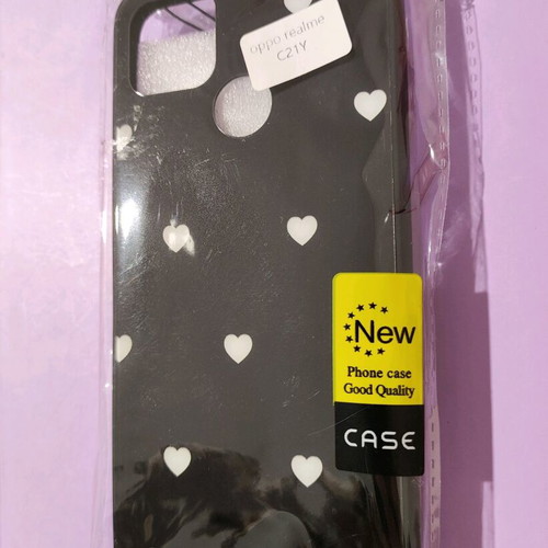 Oppo Realme C21Y phone case new black with heart strap