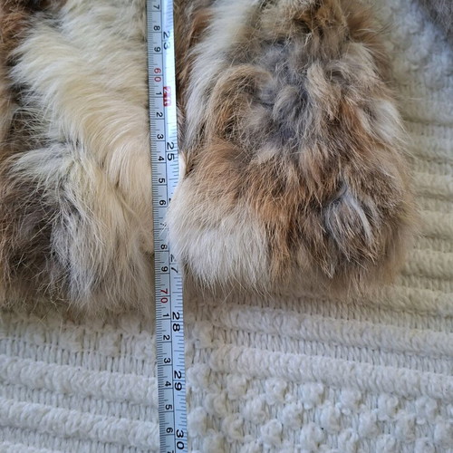 Natural fur coat used, 90s style, beige and brown