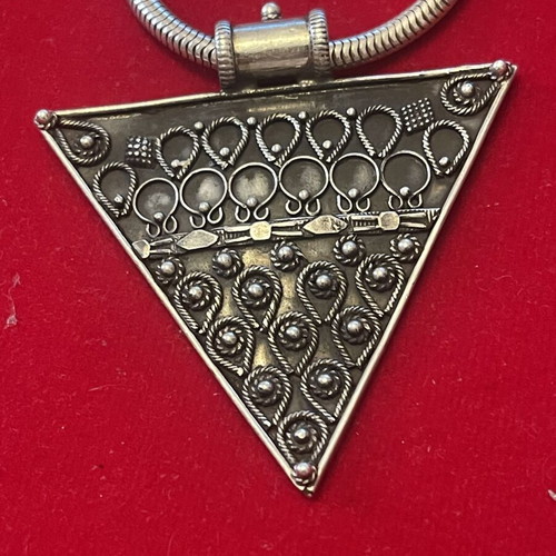 Silver 925 necklace with thick snake chain and large pendant used