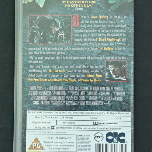 Jurassic Park The Lost World VHS like new, English audio