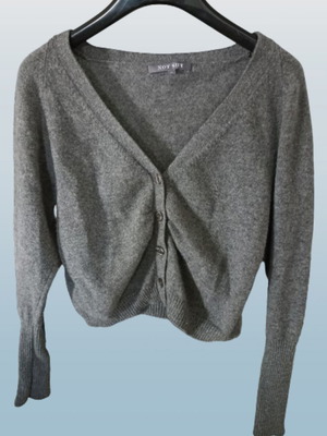 Not Shy short cardigan 100% cashmere used, medium, gray