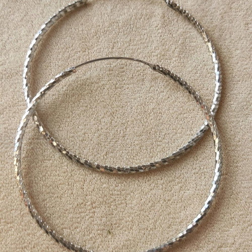 925 Silver Hoops like new with embossed shine